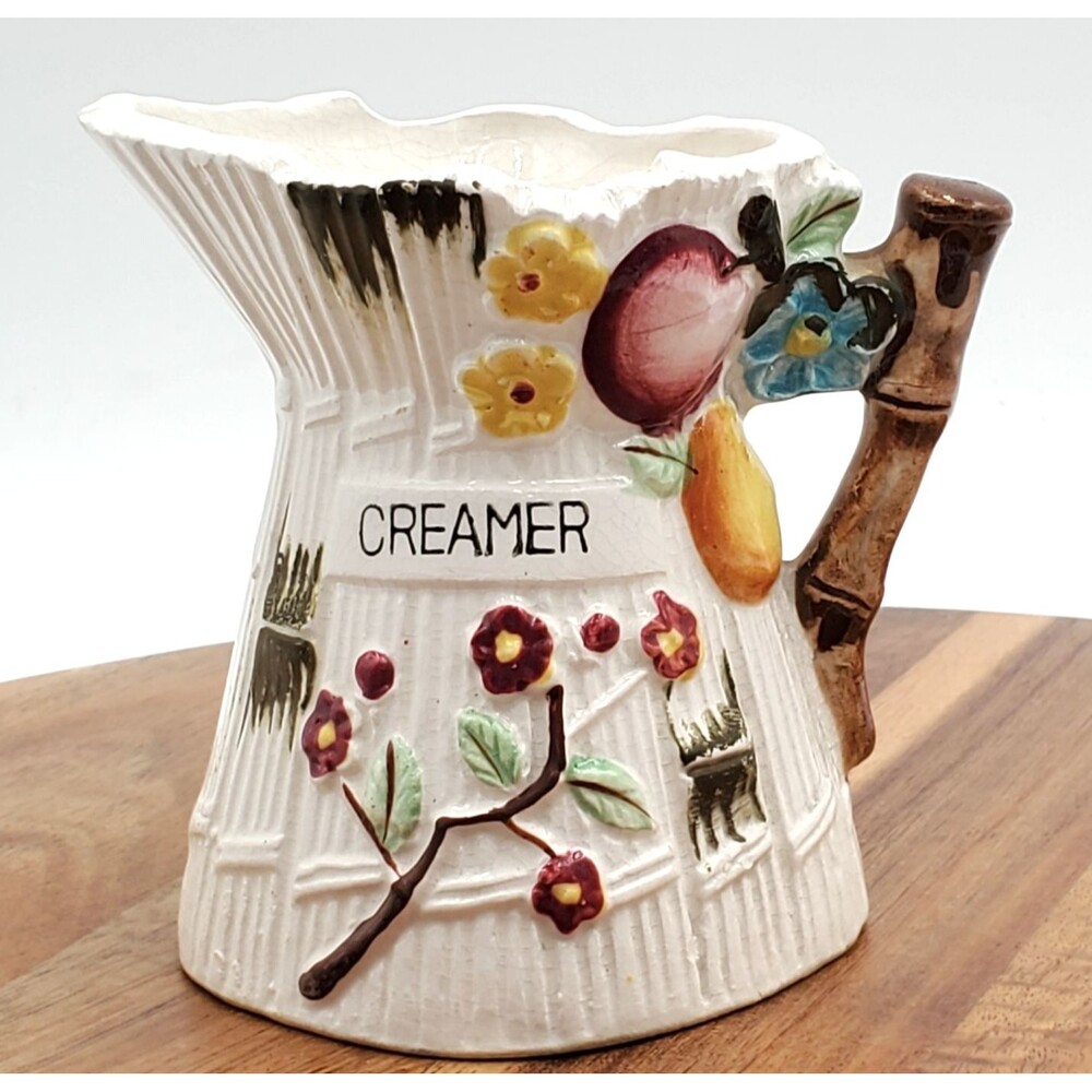 Vintage Creamer Pitcher 3.5 Inch Floral Oriental Cottagecore Kitschy 60's Japan
